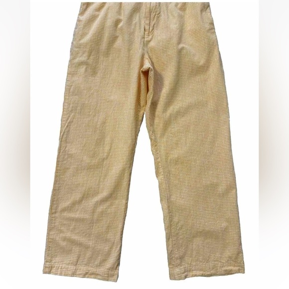 Free People M Kate Gingham Straight Leg Trouser Pants Malibu Orange/White Preppy - Picture 3 of 11